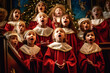 children church choir sings a prayer in the church for christmas