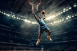 © mihail - professional Basketball player makes dunk on big arena during the game ai generated art