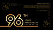 96 year anniversary template design with gold color and double line numbers, vector template