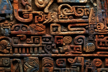 Aufkleber - An abstract representation of the enigmatic Harappan script, with intricate patterns and mysterious symbols.  Generative AI technology.