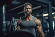 © Lana_M - Athletic body young man with long beard in a gym Generative AI