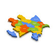 Azerbaijan political map of administrative divisions - districts, cities and autonomous republic of Nakhchivan. Colorful 3D vector map with country province names and dropped shadow.