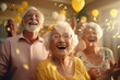 happy old age, a group of elderly people in a nursing home
