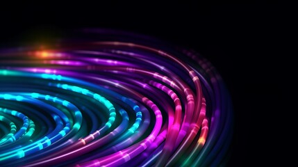 Wall Mural - optical fiber speed concept illustration, colorful lines, cable close up, high speed network, data t