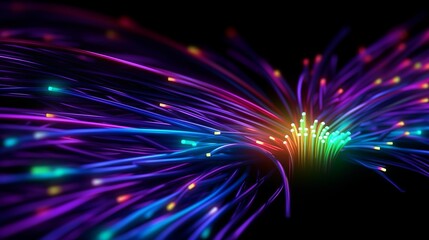 Wall Mural - optical fiber speed concept illustration, colorful lines, cable close up, high speed network, data t