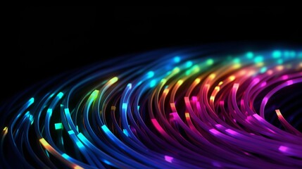 Wall Mural - optical fiber speed concept illustration, colorful lines, cable close up, high speed network, data t