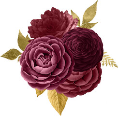 Wall Mural - Burgundy and Gold Bouquets
Hi
I get the ideas from nature. For the graphics an AI helps me. The processing of the images is done by me with a graphics program.