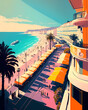 © Aleh Varanishcha - Illustration of beautiful view of the city of Nice, France