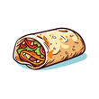 Burritos hand-drawn illustration. Mexican burrito wrap. Vector doodle style cartoon illustration