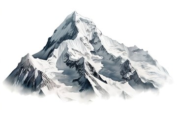 Sticker - snow mountain isolated on white background. Generated by AI.