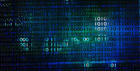 binary code background. concept of big data and artificial intelligence. 3d render illustration.