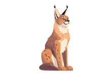 Lynx, Wild Feline Cat, Forest Animal. Flat Vector Illustration Isolated On White Background