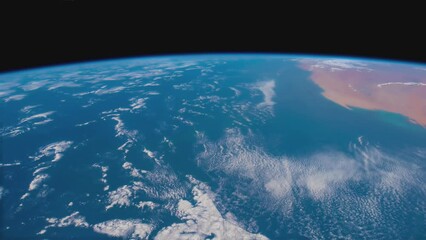 Wall Mural - Earth from space. Flight over the Earth time lapse. Planet Earth seen from the ISS. Elements of this image furnished by NASA.