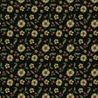 Trendy seamless floral textile print with small flowers on a green background. Botanical  Khaki color hand drawn pattern, vector