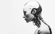 © hugo - Side profile photograph of a beautiful female android AI robot.