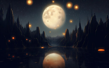 Wall Mural - moons glow in the low light environment.