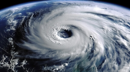 Aerial view of a cyclone with the eye in center