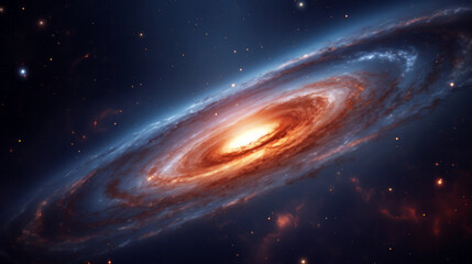 Illustration of the Andromeda galaxy in space