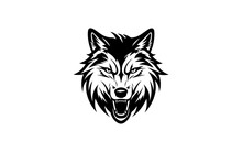 Wolf Shape Isolated Illustration With Black And White Style For Template.
