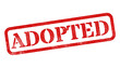 © HTGanzo - Adopted red rubber stamp isolated on transparent background with distressed texture effect