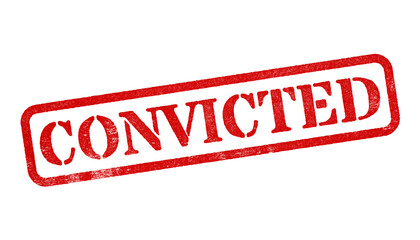 Wall Mural - convicted red rubber stamp isolated on transparent background with distressed texture effect