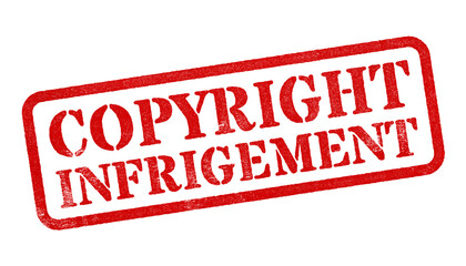 Canvas Print - copyright infringement red rubber stamp isolated on transparent background with distressed texture e