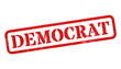 Democrat red rubber stamp isolated on transparent background with distressed texture effect