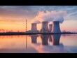 © SEUNGJIN - The impressive silhouette of the reactor towers above, its structure blending into the surrounding industrial landscape of the harbor. created generative AI
