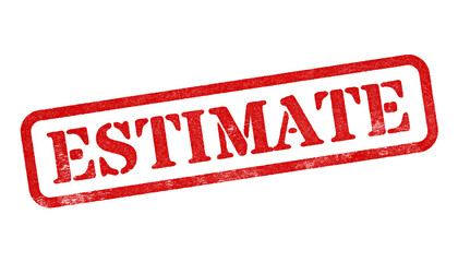 Canvas Print - estimate red rubber stamp isolated on transparent background with distressed texture effect