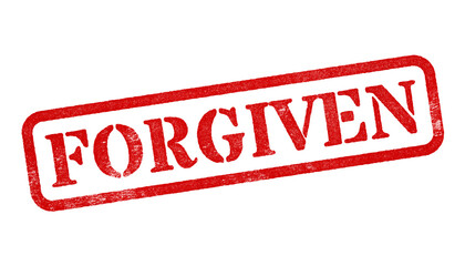 Canvas Print - forgiven red rubber stamp isolated on transparent background with distressed texture effect