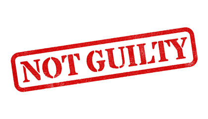 Wall Mural - not guilty red rubber stamp isolated on transparent background with distressed texture effect