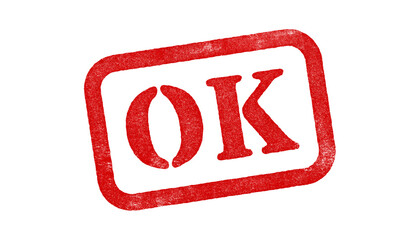 Canvas Print - ok red rubber stamp isolated on transparent background with distressed texture effect