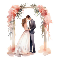 bride and groom kissing - ai generated