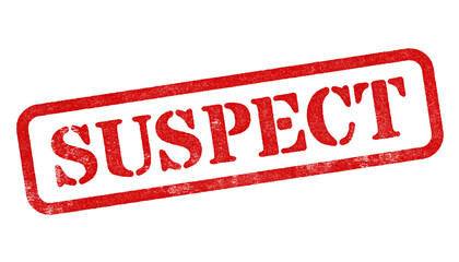 Wall Mural - suspect red rubber stamp isolated on transparent background with distressed texture effect