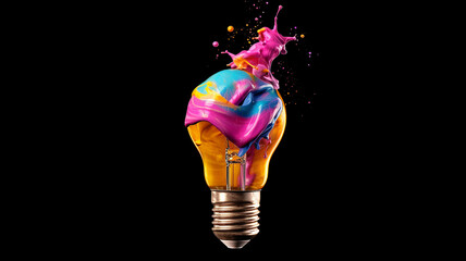 Wall Mural - idea concept of unique creative idea with lightbulb, generative ai