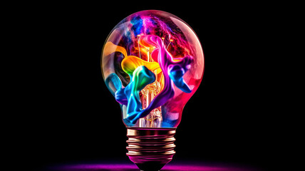 Wall Mural - idea concept of unique creative idea with lightbulb, generative ai