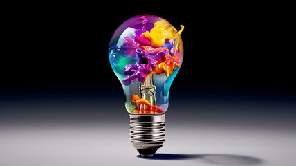 Wall Mural - idea concept of unique creative idea with lightbulb, generative ai