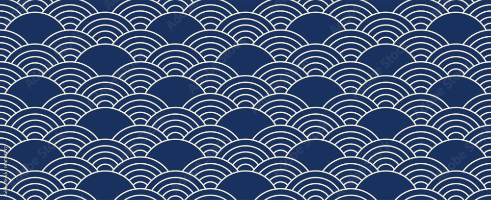 Japanese wave seamless pattern collection, Abstract background ...