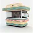 Standalone vintage retro fast food restaurant stand with drive-thru window isolated on a white background Ai generated image