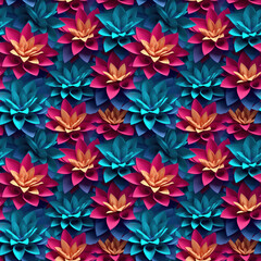 3d colour flowers stylish seamless pattern. generative ai 1