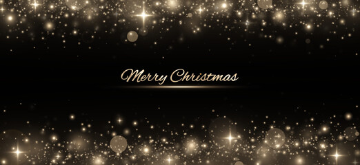 Wall Mural - luxury space banner for christmas. glowing banner with golden particles. glittering background templ