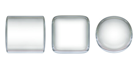 glass buttons or transparent glossy round shapes in 3d rendering