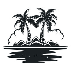 island with palm trees vector silhouette. EPS 10