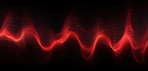 Wall Mural - Sound waves oscillating with the glow of light, abstract technology background..