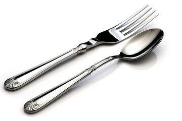 Poster - knife and fork isolated on white background. Generated by AI.