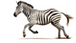 zebra running, white background. Generative AI.