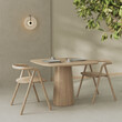 Wooden table and chairs in a  modern restaurant, 3d rendering