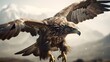 Close up shot of Golden eagle Aquila chrysaetos flying catching a prey. Generative AI technology.