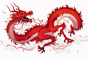 Wall Mural - Traditional Chinese dragon engraving illustration. Chinese year of the dragon