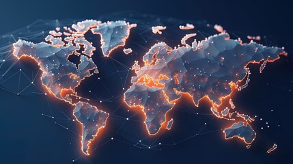 futuristic background with planet earth map data network, generative ai